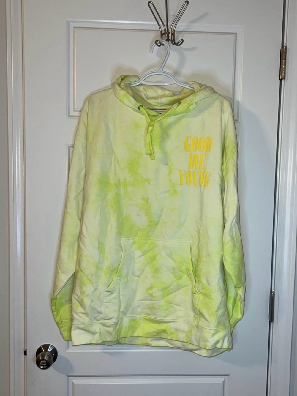 Good Die Young Neon Tie-Dye Hoodie - Yellow/Green